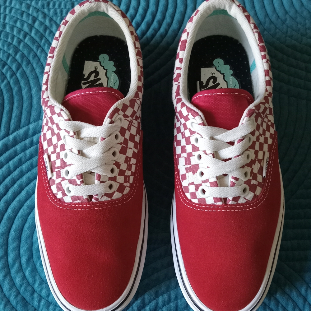 Vans Red & White Checkered Shoes Suede & Canvas W8/M6.5 - Picture 7 of 11